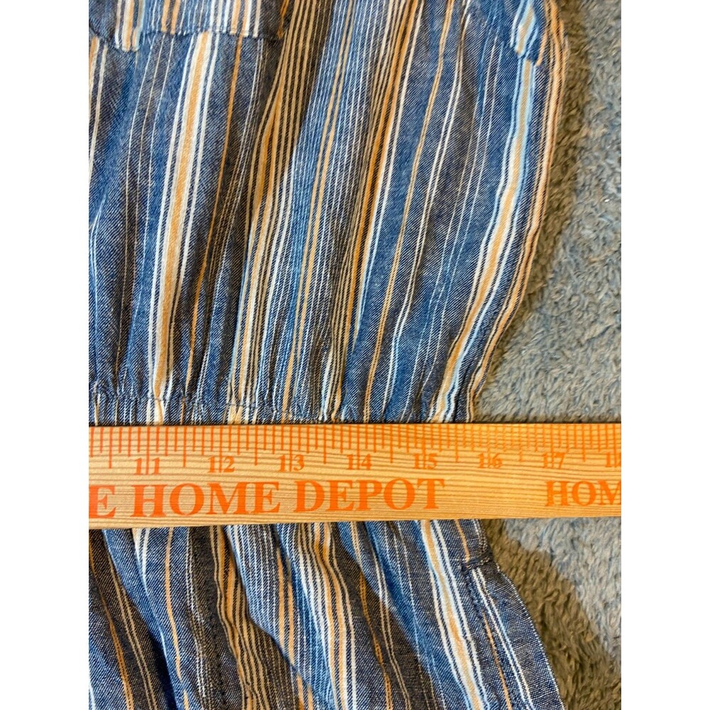 Falls Creek Linen Blend Jumper Dress Striped Pockets Waist Tie Womens XL - Picture 7 of 8